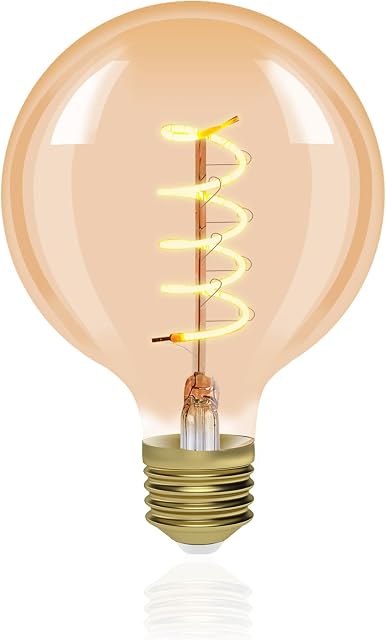 Bonlux E27 G125 LED Vintage Edison Bulb Warm White 2200K Dimmable 6W Retro Filament Globe Light Bulbs 60W Halogen Bulb Replacement No Flicker AC 200-240V 1-Pack