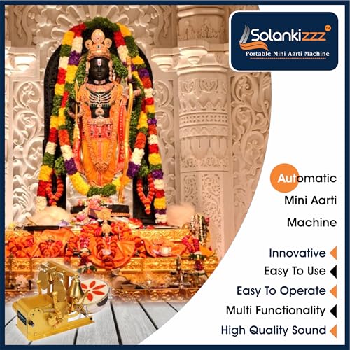 Image of Fully Automatic Electric Mini Aarti Machine With Nagara, 2 Bells & Jalar For Home Temple, Satsang Or Pooja Room (Basic Arti)