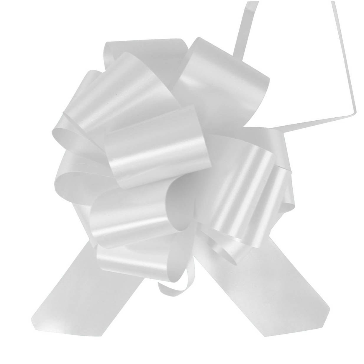 50mm PP Pull Bows and Ribbon! Florist PullBow Pew Poly PP Large Pompom[White,40 Bows]