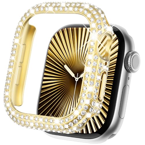 Coque Apple Watch 44mm compatible iWatch Series SE 6 5 4 protection diamant or