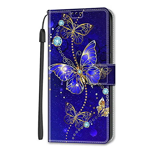Nodigao Cuero Funda para OPPO Reno 13 FS/OPPO Reno 13F 4G 5G Antigolpes Libro Billetera Magnetica Flip Silicona Dibujos Animal Motivo Carcasa Case Bumper Kawaii Resistente Cover - Mariposa