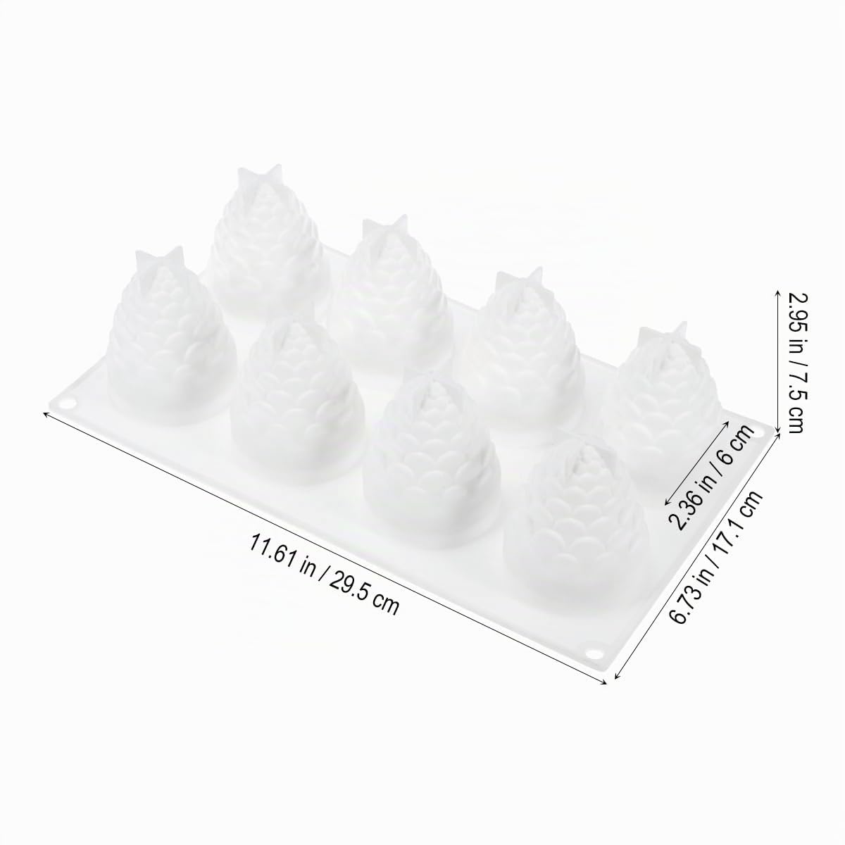 Plaque de 8 moules de cuisson en silicone en forme pommes pin pour gâteaux, mousse, glaces, chocolat