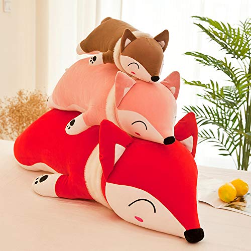 Kawaii Red Fox Peluche Giocattolo Lifelike Fox Peluche Cuscino Peluche Animali di Peluche Ragazze Cuscino Per Dormire Per I Bambini Regalo Di Compleanno 90 cm Marrone
