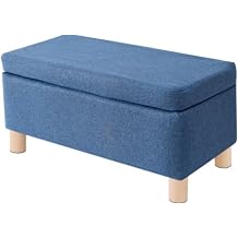 Storage Ottoman Bench with Padded Seat Folding Foot Stool Stackable Sofa Chair with Lid and Legs Versatile Upholstered Footrest for Living Room Bedroom or Under DeskBlue,40 * 26 * 28CM