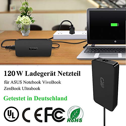 QYD 120W Caricabatterie-Notebook-Alimentatore per ASUS Vivobook UX510U N53s N55 N500 N550j A550j N750 C90s Rog GR8 Zen Aio V230ic Rog Strix Gl553vd Gl553ve Laptop-Adattatore-Caricatori-Cavo
