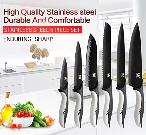 Cocina de cocina Herramientas de cuchillos de acero inoxidable Hoja negro Utilidad Paring Santoku Chef Rebanar Pan Accesorios de cocina Herramientas Cover