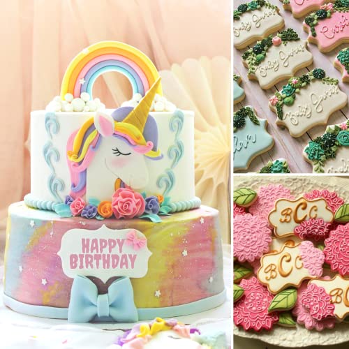 Crethinkaty 4Pcs Plastic Bless Plaque Frame Pastry Biscuit Cookie Cutter Cake Fondant Cutters Mold Wedding Birthday Baby Party Baking #TOP6