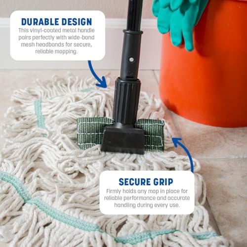 Image of Carlisle FoodService Products 3697000 Vinyl Coated Metal Mop Handle, 15 /16 inch Diameter x 60 inch Length, Black, for Jaw Style Wide Band Mops