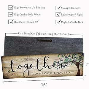 Family art decor inspirational quotes wall hanging sign together is our favorite place to be motivational home art decor wood plaque sign 16×5  urban country home decor