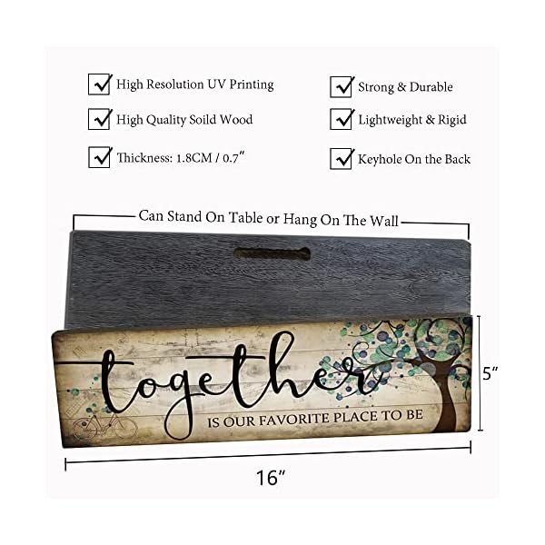 Family art decor inspirational quotes wall hanging sign together is our favorite place to be motivational home art decor wood plaque sign 16×5  urban country home decor