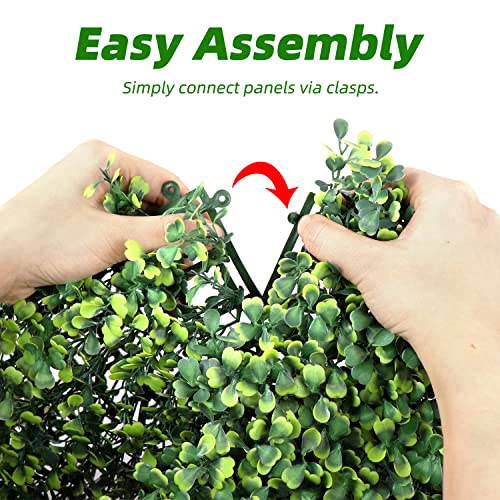 TOPNEW 12PCS Artificial Boxwood Topiary Hedge Plant UV Protection Indoor Outdoor Privacy Fence Home Decor Backyard Garden Decoration Greenery Walls 20" X 20" - Image 4