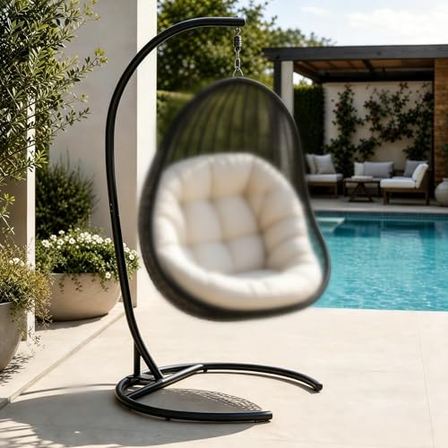 YEEFY Hammock Stand Only Heavy Duty Hammock Chair Stand 360 Swivel Max 350 lbs Hanging Chair Frame for Indoor Outdoor Porch Living Room Egg Chair Stand Black