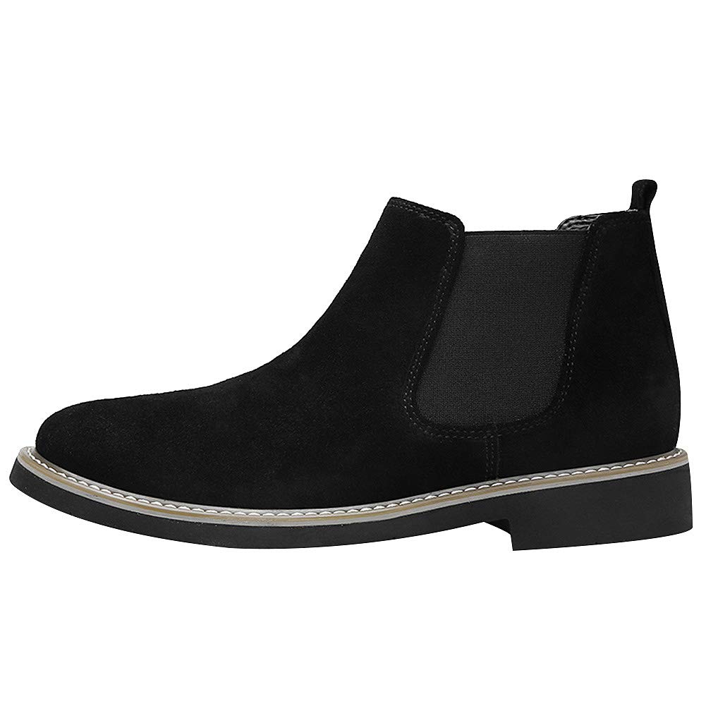 rismart Uomo Caviglia Alto Elastico Rotondo Dito del piede Scamosciato Stivali Chelsea
