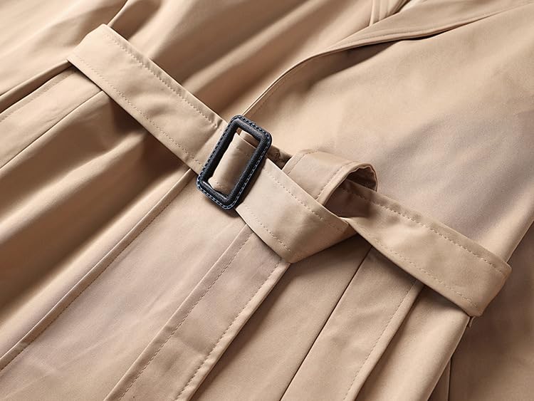 Generico Giacca Trench Lunga Da Uomo, Risvolto A Tacca Lunghezza Giacca A Vento Cappotto Avvolgente Con Cintura Classico Ufficio Casual Business Mod Cappotto Vestibilità Ampia Soprabito Giacca Capp