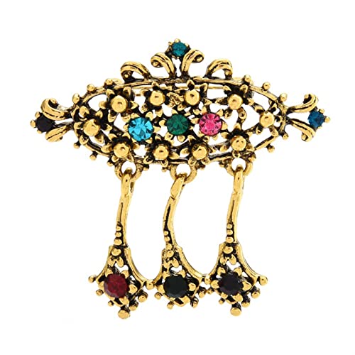 Broche de mode rétro de haute qualité, motif fleur en strass et finitions gland