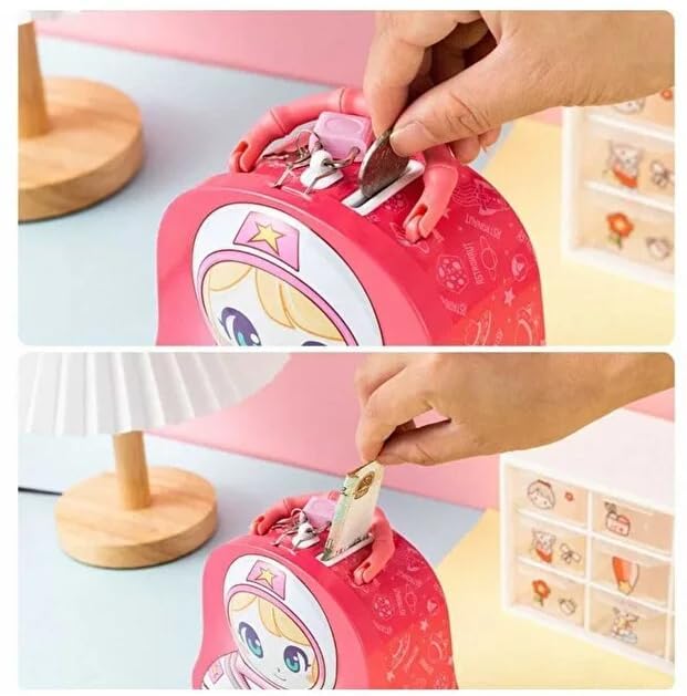 Image of Money Saving Bank with Coin Slot / /Creative Cartoon Design Money Bank / /Plastic Piggy Bank for Boys & Girls (Pack of 1) (Space - Pink)