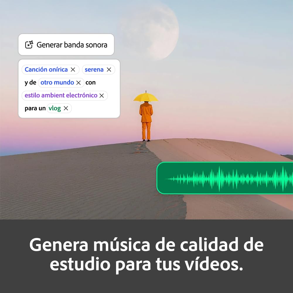 Adobe Firefly Standard incl. Generación de Vídeo con IA, Suscripción 12 Meses, 2000 Créditos IA, PC/Mac/Móvil | Código de activación enviado por email