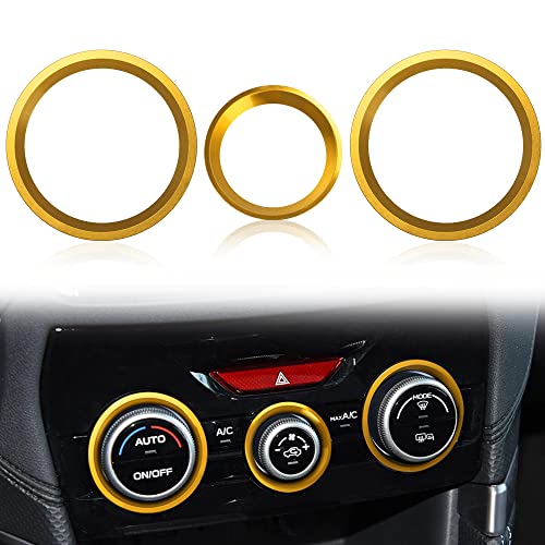 Auovo AC Climate Control Knob Outer Ring Covers Accessories for Subaru Crosstrek 2018-2022 2023 / Impreza 2017-2023 / Forester 2019-2024 Interior Air Condition Switch Control Trim (Gold)