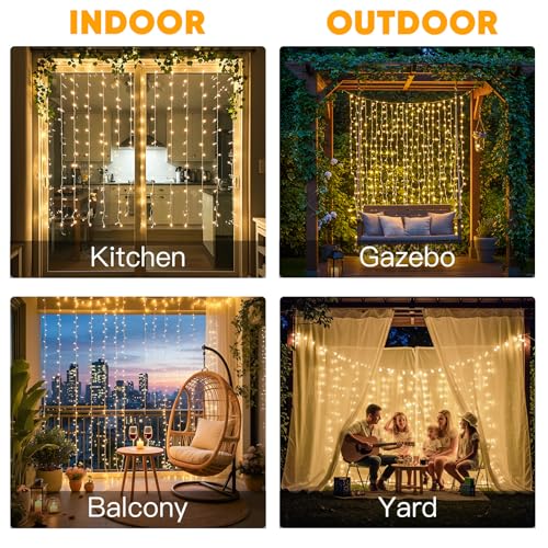 suddus Curtain Lights for Bedroom, 150 Led Hanging String Light Outdoor, Fairy Curtain Lights Indoor for Christmas, Dorm - Additional View