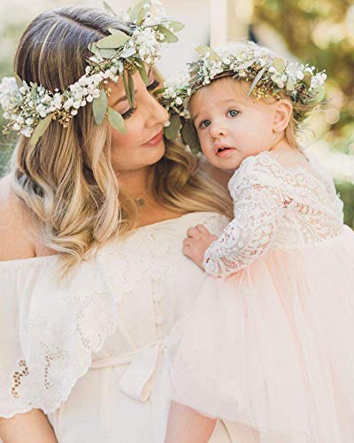 Image of Topmaker Flower Girl Dress for Toddler Baby Girls,Lace Tulle Dress for Wedding,Birthday Party,Photoshoot,Special Occasion
