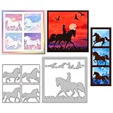 GLOBLELAND Horse Frame Border Cutting Dies for Card Making Ride Horse Metal Die Cuts Cutting Dies Template DIY Scrapbooking Embossing Paper Album Craft Decor
