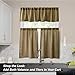 Valea Home Burlap Tier Curtains for Kitchen Rustic Tan Rod Pocket Curtains for Short Window 36 inch Linen Cafe Curtains, Set of 2