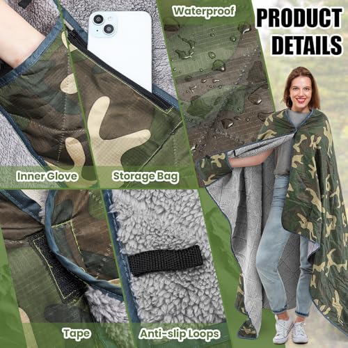 Image of Large Waterproof Woobie Blanket with Sherpa Lining, Camo, 1 Pc