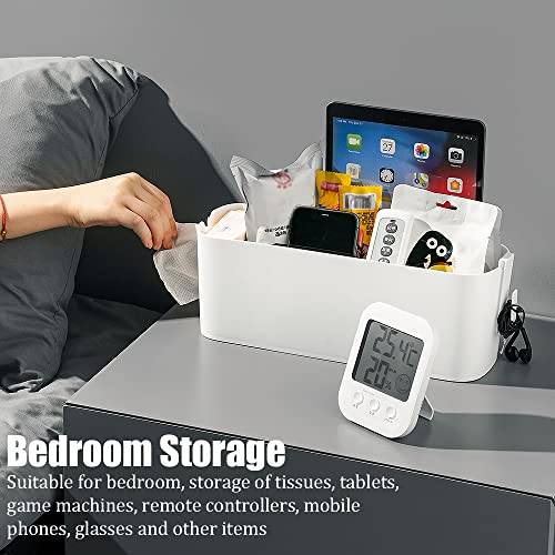 LYTGTOP Betttasche zum Einhängen, 2 Stücke Bett Organizer zum Einhängen mit Haken, Bettablage zum Einhängen Nachttisch Organizer, Organizer Bett für Buch Magazin Schlafsaal Büro Zuhause - Weiß - Image 5