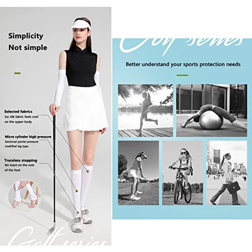 DAISHA 3 Pairs Sun Protection Athletic Socks UPF 50+,Ice Silk Breathable Cool Knee High Socks for School,Daily Wear,Cosplay. (Medium, White-3 Pairs-Stirrup-M)3