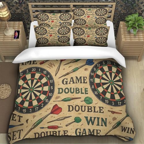 Parure de lit fléchettes vintage imprimé 3D, le cadeau idéal pour lit simple ado
