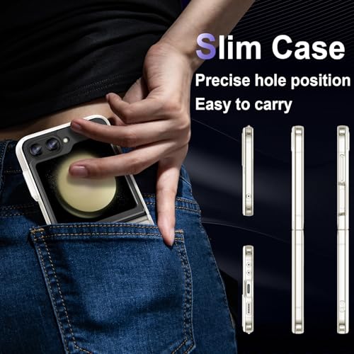 Image of Case for Samsung Galaxy Z Flip 5, Military Grade Drop Protection Phone Case, Yellowing Resistant, Anti-Scratch Hard PC Back, Shockproof Hard Ultra-Thin Protective Cover, Clear