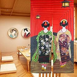 Persianas Japonesas Precio LIGICKY Noren - Cortina de Puerta Estilo japonés Kyoto Geisha Girls at Fushimi Inari Tipo Largo Tapiz de Puerta para decoración del hogar 85 x 150 cm