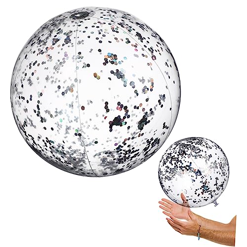 Toyvian 2 Pcs Inflatable Beach Balls with Sequins Easy to Inflate Pool for Summer Parties Durable Material for Fun The Sun and Activities