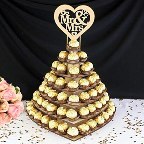 Mr & Mrs Chocolate Display Stand Wedding Centerpiece, Heart Tree Tower Decor, Love Shape Wooden...