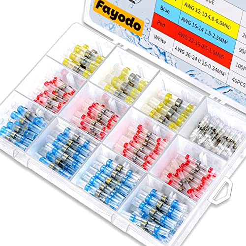 250 PCS Heat Shrink Butt Connectors,Solder Seal Wire Connectors,Heat Shrink Tubing Insulated Waterproof Kit for Marine Automotive Motorcycle Wiring,Electrical Terminals Kit