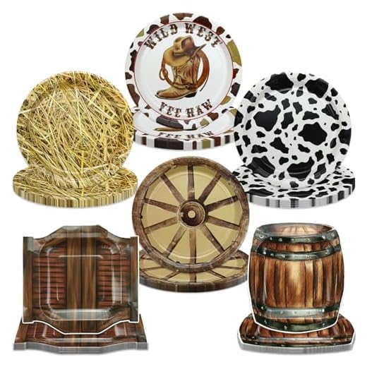 APUXXJUPA 60 Pcs Western Cowboy Party Plates, 9'' Wild West Theme Print Plates for Cowboy Baby Shower Decorations Western Party Decorations