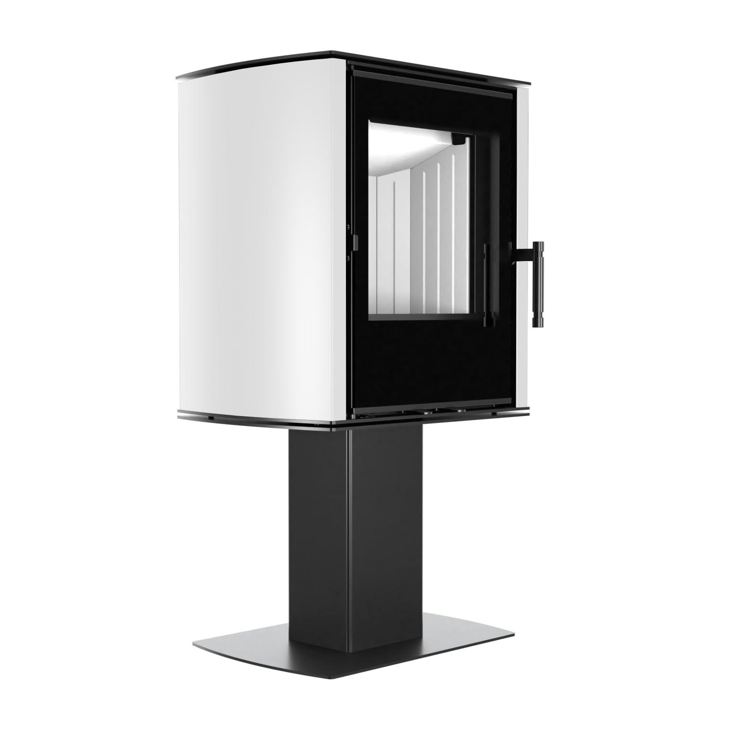 Nowoczesny wkład kominkowy KOVI na jednej nodze Cane White 6,5 kW
