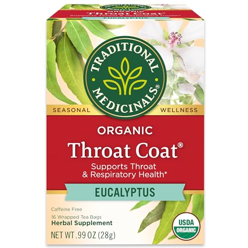 Traditional Medicinals Organic, Throat Coat Tea, Eucalyptus & Slippery Elm - Supports Respiratory...