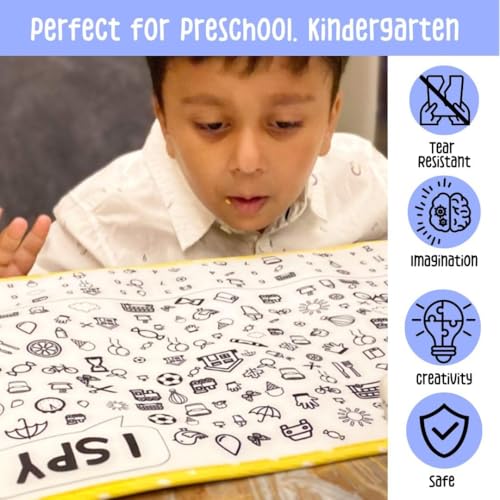 Image of Berrybee Dine & Doodle Mat | Reversible & Reusable 2-in-1 Activity Mat with Erasable Marker & Chalk | Fun Travel Toy & Gift for Kids Ages 3-6