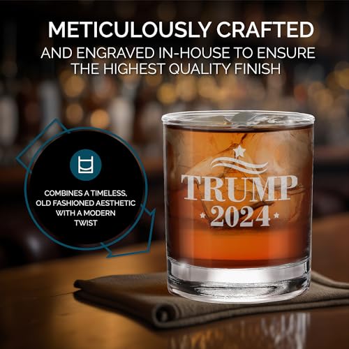 Trump 2024 Engraved Whiskey Glass 11 oz. for Patriotic Gift
