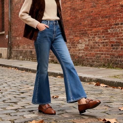 Image of MOOMMO Women Comfortable Suede Loafer Flats Round Closed Toe Slip On Penny Loafers Knitted Strap Oxford Loafer Shoes for Office Ladies Work Daily Casual Club Driver Flats Spring Elegant 4-11 M US