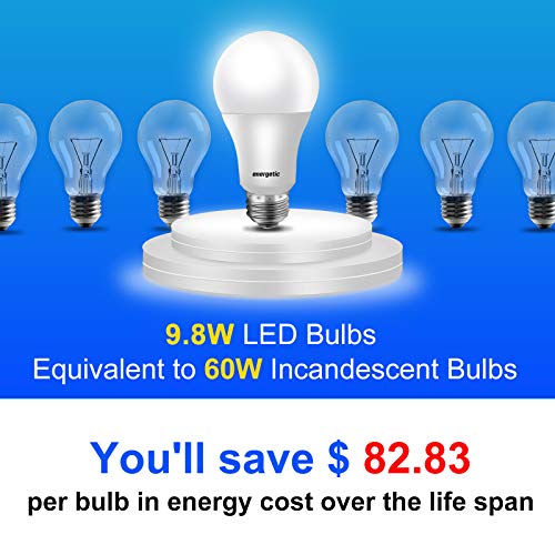 Energetic 60 Watt Led Light Bulb Daylight 5000K, Dimmable A19 Led Bulb, Energy Star Rated, Cri90+, 800Lm, Ul Listed, 6 Pack #TOP1