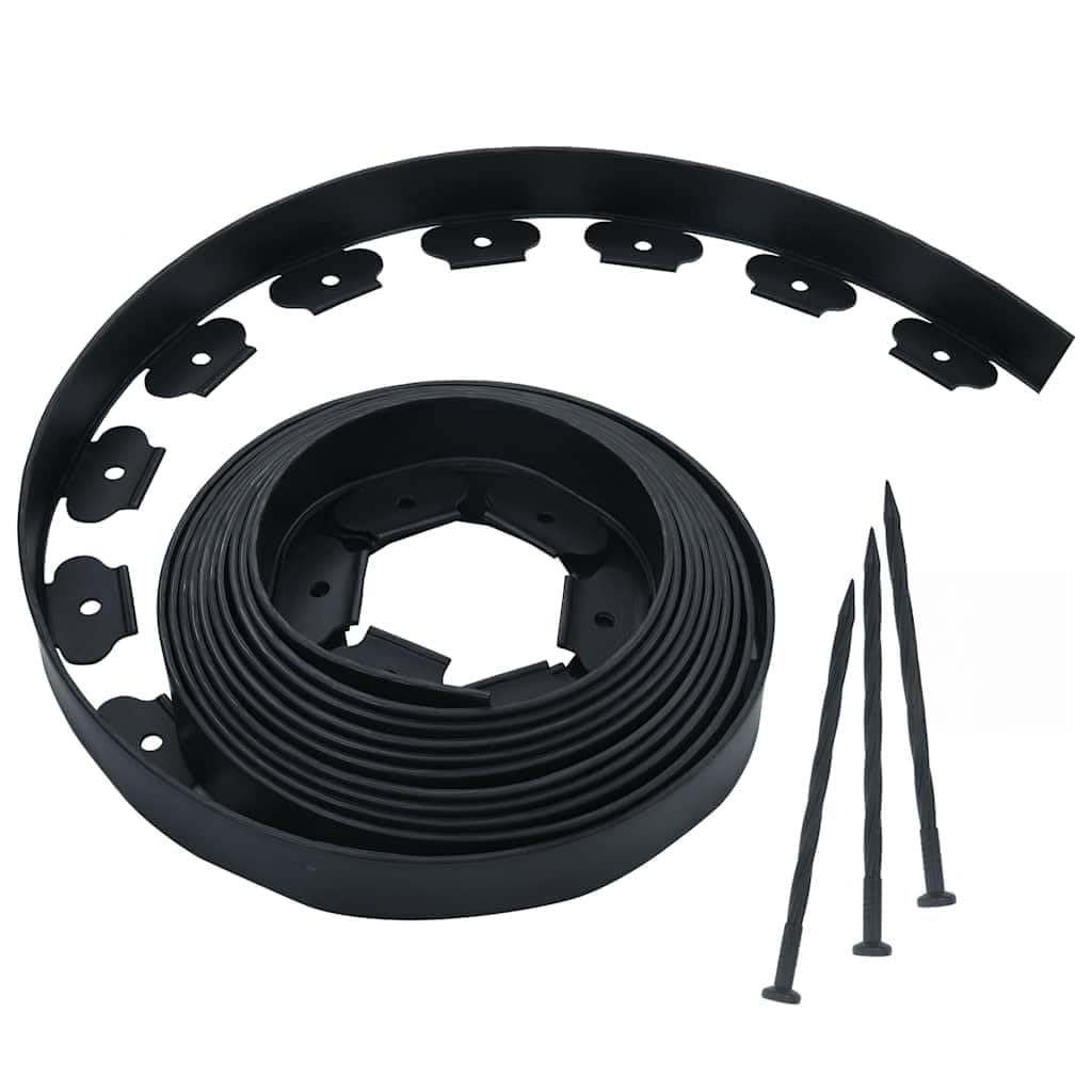 Mangloder - Borde flexible para césped con 30 clavos de 10 m de longitud y 5 cm de altura para borde de jardín y delimitación de terrazas, material de polietileno duradero, fácil instalación, ideal