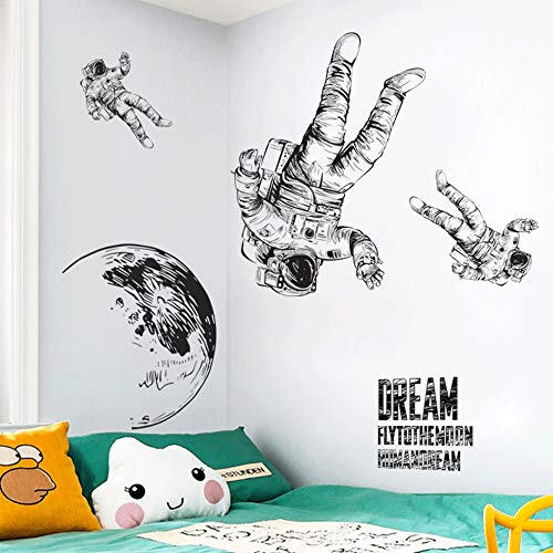 Vinilo decorativo astronauta para pared, removible, 2 piezas miniatura 2