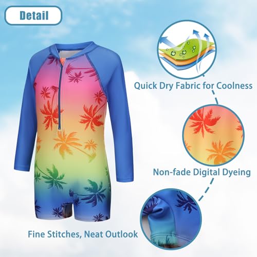 Girls One Piece Rash Guard Swimsuits for Girl Long Sleeve Bathing Suits with UPF 50+ Sun Proctection Sunsuits 3-16 Years3