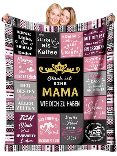 PJLJC Personalisiert Kuscheldecke 150x200 cm für Mama - Geschenk von Kindern mit Dankbarkeit &...