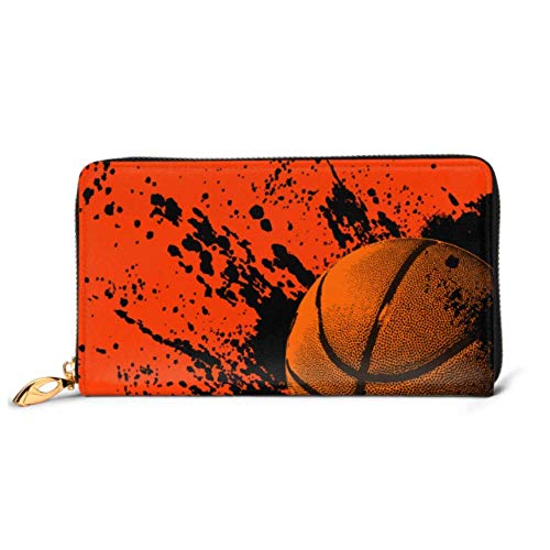 Preisvergleich Produktbild JHGFG Mode Handtasche Reißverschluss Brieftasche Basketball Grunge Telefon Kupplung Geldbörse Abendkupplung Blockieren Leder Brieftasche Multi Card Organizer