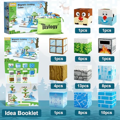 Image of Magnetic Blocks-Build Mine Magnet World Ice Edition, Magnetic Tiles Building Kids Toys for Girls Age 3 5 7 8 Princess STEM Sensory Kids Games Toddler Toys for 3+ Years Old Girls & Boys Birthday Gifts