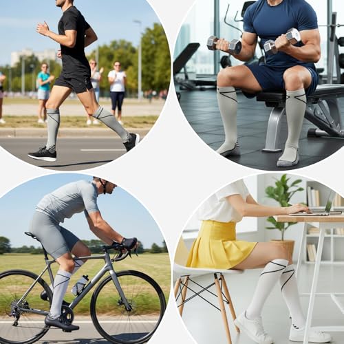 Image of fenglaoda 8 Pairs Compression Socks for Men & Women 20-30 mmHg Knee High Nurse Pregnant Running Medical and Travel Athletic