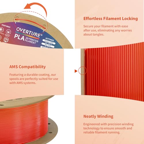 Image of OVERTURE Rainbow PLA Filament 1.75mm, Neatly Wound 3D Printer Filament 1kg Spool (2.2lbs), Dimensional Accuracy + /- 0.02 mm, Fit Most FDM 3D Printers(Tequila Sunrise)